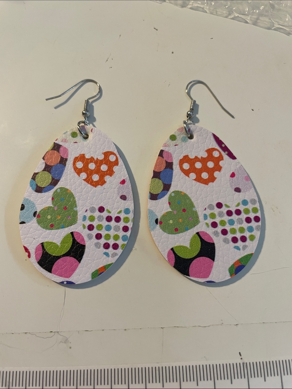 Colorful Heart Print Teardrop Earrings